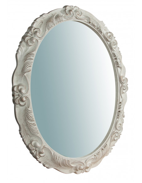 Espelho de parede vertical/horizontal de madeira com acabamento branco antigo Made in Italy L78xDP7xH98cm - Biscottini.it