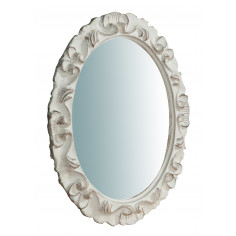 Espelho de parede vertical/horizontal de madeira com acabamento branco antigo Made in Italy L28xDP2xH34 cm - Biscottini.it
