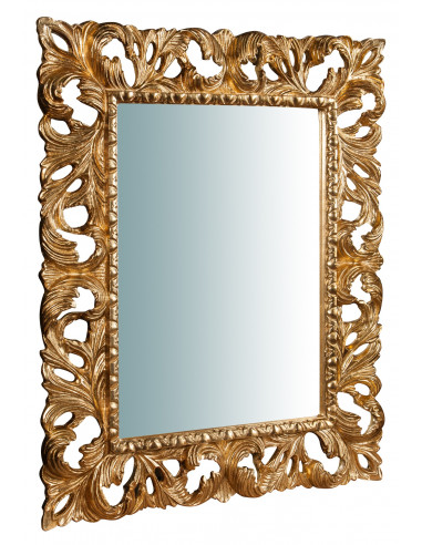 Espelho de parede vertical/horizontal de madeira com acabamento em folha de ouro antigo Made in Italy L74xDP6xH94 cm - Biscottin