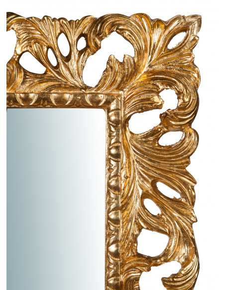 Specchiera da parete verticale/orizzontale in legno finitura foglia oro anticato Made in Italy L74xPR6xH94 cm - Biscottini.it