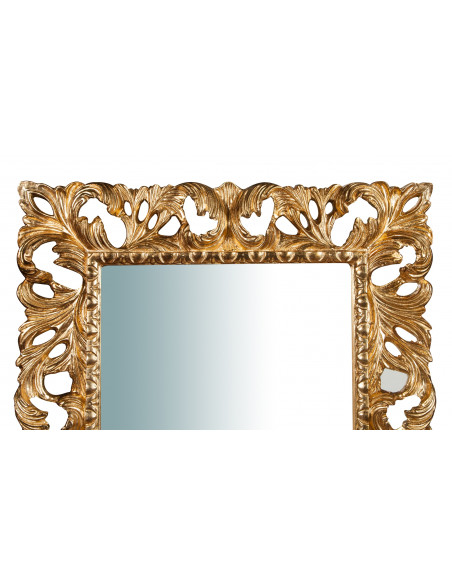 Specchiera da parete verticale/orizzontale in legno finitura foglia oro anticato Made in Italy L74xPR6xH94 cm - Biscottini.it