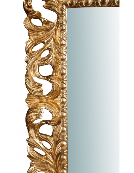 Specchiera da parete verticale/orizzontale in legno finitura foglia oro anticato Made in Italy L74xPR6xH94 cm - Biscottini.it