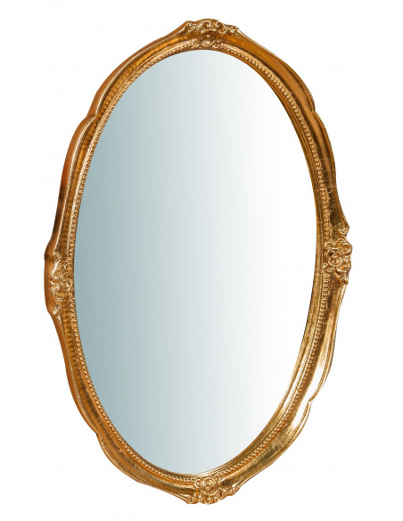 Espelho de parede vertical/horizontal de madeira com acabamento em folha de ouro antigo Made in Italy L43xDP3,5xH61 cm - Biscott