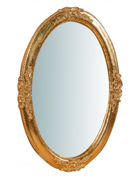 Specchiera da parete verticale/orizzontale in legno finitura foglia oro anticato Made in Italy L46xPR2,5xH65 cm - Biscottini.it