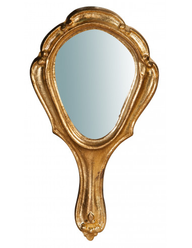 Specchiera a mano in legno finitura foglia oro anticato Made in Italy L11xPR1,5xH20 cm - Biscottini.it