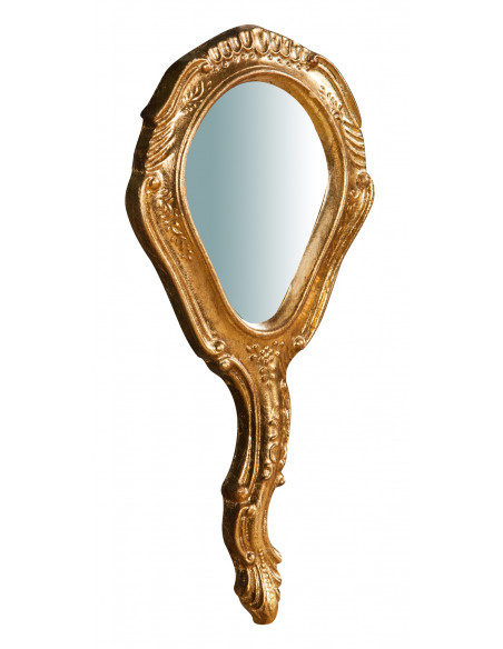 Specchiera a mano in legno finitura foglia oro anticato Made in Italy L14xPR1,5xH30 cm - Biscottini.it