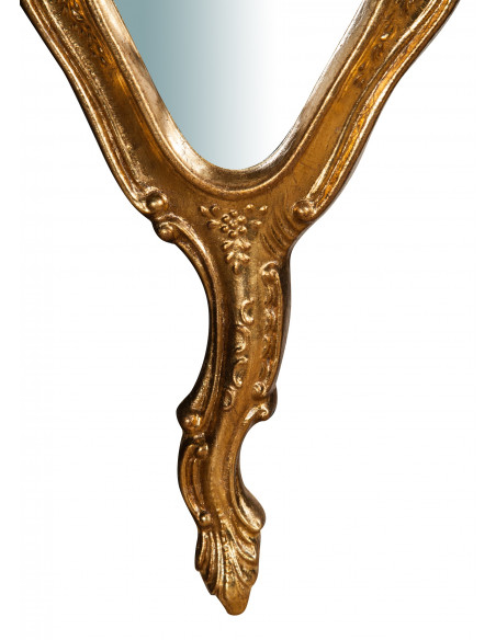 Specchiera a mano in legno finitura foglia oro anticato Made in Italy L14xPR1,5xH30 cm - Biscottini.it