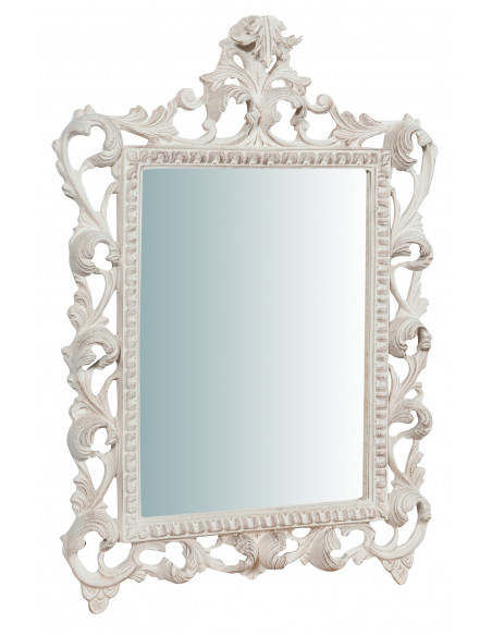 Specchiera da parete in legno finitura bianco anticato Made in Italy L45XPR4XH61 cm - Biscottini.it