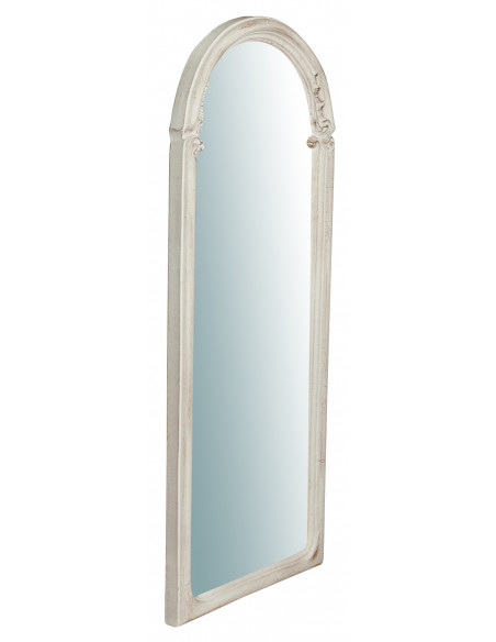 Espelho de parede de madeira com acabamento branco antigo Made in Italy L35XH3XL84 cm - Biscottiini.it