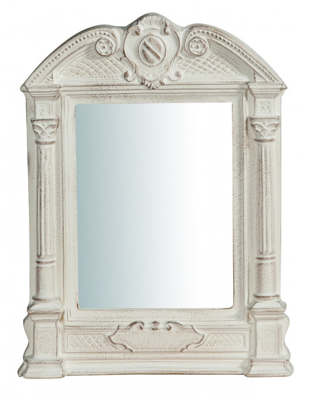 Specchiera da parete in legno finitura bianco anticato Made in Italy L23XPR3,5XH43 cm - Biscottini.it
