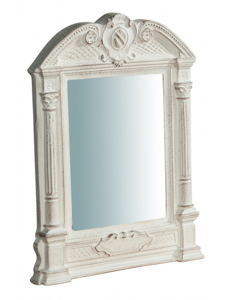 Specchiera da parete in legno finitura bianco anticato Made in Italy L23XPR3,5XH43 cm - Biscottini.it