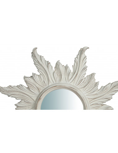 Specchiera da parete in legno finitura bianco anticato Made in Italy L58XPR4XH58 cm Specchiera da parete in legno finitura bianco anticato Made in Italy L58XPR4XH58 cm