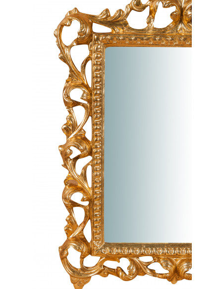 Specchiera da parete in legno finitura foglia oro anticato Made in Italy L45XPR4XH61 cm