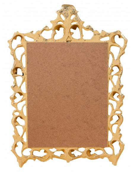 Specchiera da parete in legno finitura foglia oro anticato Made in Italy L45XPR4XH61 cm