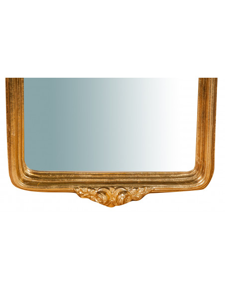 Espelho de parede de madeira com acabamento em folha de ouro antigo Fabricado na Itália L28XDP3,5XH69 cm