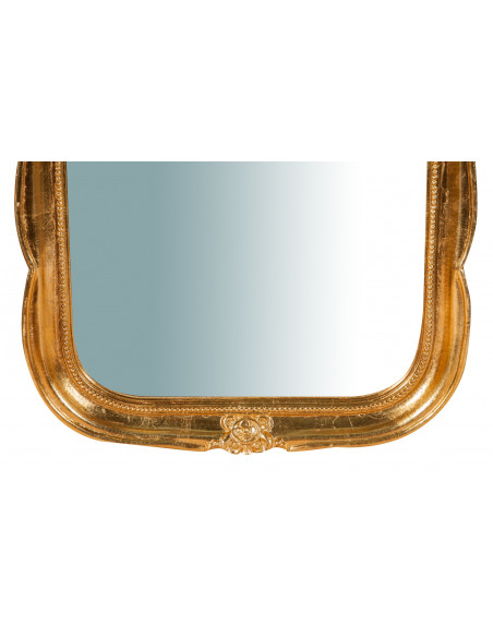 Espelho de parede de madeira com acabamento em folha de ouro antigo Fabricado na Itália W47XDP4XH100 cm