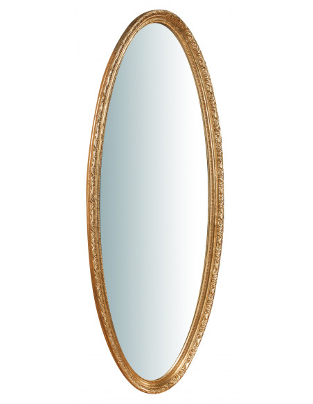 Specchiera da parete in legno finitura foglia oro anticato Made in Italy L52XPR4,5XH133 cm