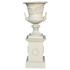 Vaso diam.125xH170 cm con base L35xPR35xH50 cm in fusione di ghisa - Biscottini.it 2