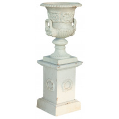 Vaso diam.22xH33 cm con base diam.27xH39 cm in fusione di ghisa- Biscottini.it