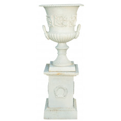 Vaso diam.57xH80 cm con base L44xPR44xH69 cm in fusione di ghisa- Biscottini.it 2