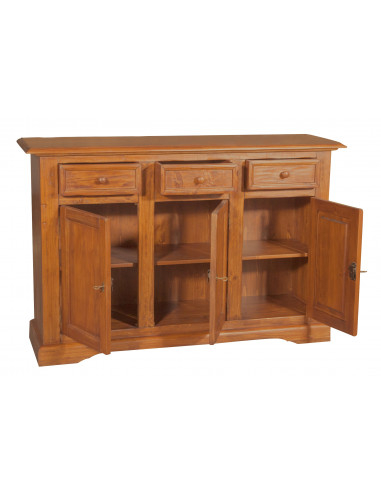 Credenza Country in legno massello di tiglio finitura noce 156x45x103 cm Credenza Country in legno massello di tiglio finitura noce 156x45x103 cm