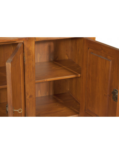 Credenza Country in legno massello di tiglio finitura noce 156x45x103 cm Credenza Country in legno massello di tiglio finitura noce 156x45x103 cm