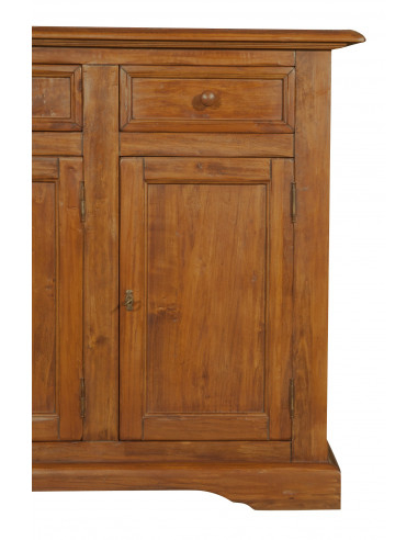 Credenza Country in legno massello di tiglio finitura noce 156x45x103 cm Credenza Country in legno massello di tiglio finitura noce 156x45x103 cm
