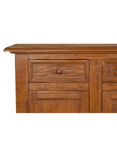 Credenza Country in legno massello di tiglio finitura noce 156x45x103 cm Credenza Country in legno massello di tiglio finitura noce 156x45x103 cm