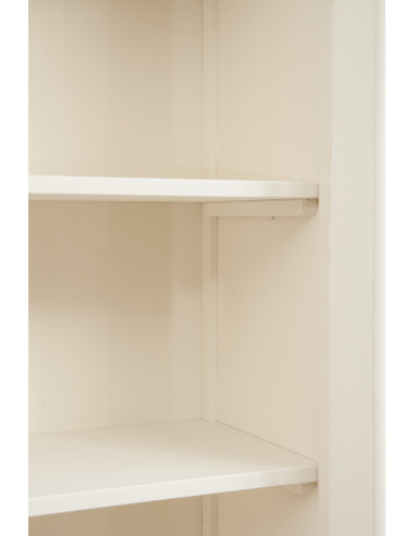 Aparador em madeira maciça de lima, estrutura branca, tampo com acabamento natural, 175x41x207 cm Aparador em madeira maciça de lima, estrutura branca, tampo com acabamento natural, 175x41x207 cm