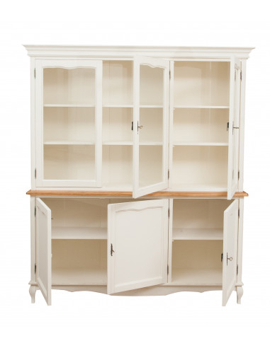 Credenza in legno massello di tiglio struttura bianca piano finitura naturale 175x41x207 cm Credenza in legno massello di tiglio struttura bianca piano finitura naturale 175x41x207 cm