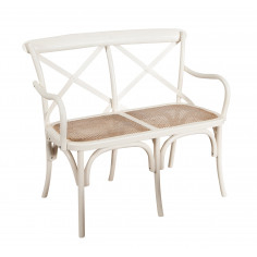 Sofá de dois lugares tipo Thonet, acabamento branco antigo L91XDP40XH88 cm