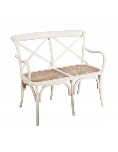 Sofá de dois lugares tipo Thonet, acabamento branco antigo L91XDP40XH88 cm