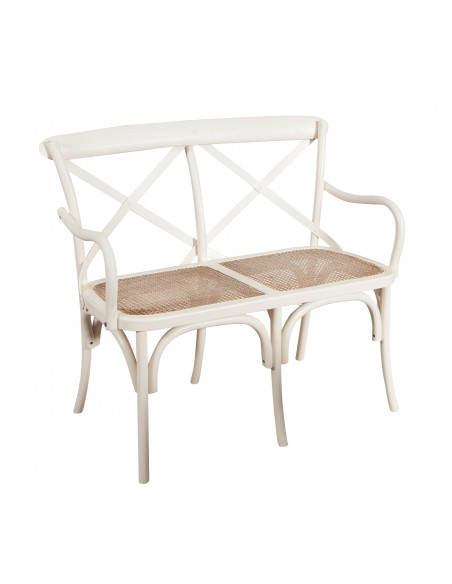 Sofá de dois lugares tipo Thonet, acabamento branco antigo L91XDP40XH88 cm