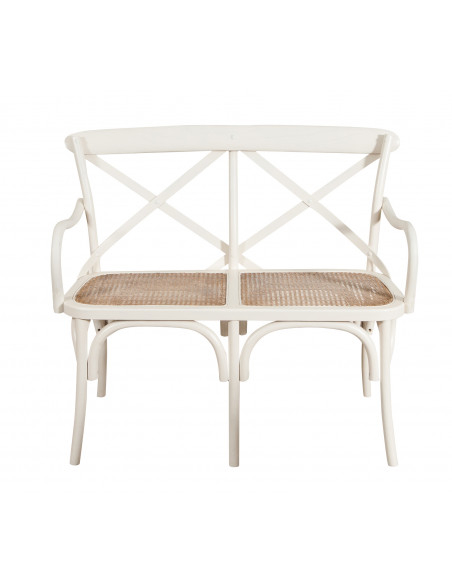 Sofá de dois lugares tipo Thonet, acabamento branco antigo L91XDP40XH88 cm