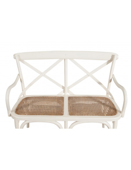 Sofá de dois lugares tipo Thonet, acabamento branco antigo L91XDP40XH88 cm