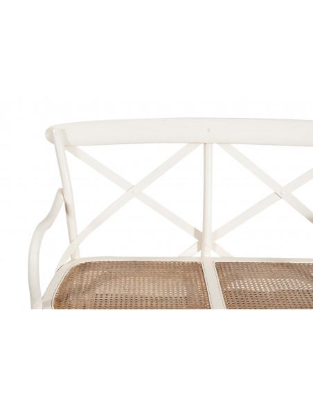 Sofá de dois lugares tipo Thonet, acabamento branco antigo L91XDP40XH88 cm