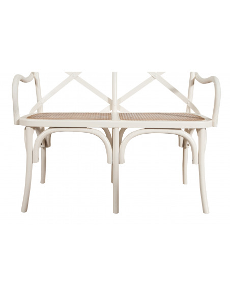 Sofá de dois lugares tipo Thonet, acabamento branco antigo L91XDP40XH88 cm