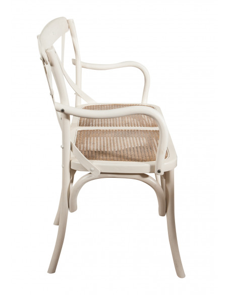 Sofá de dois lugares tipo Thonet, acabamento branco antigo L91XDP40XH88 cm