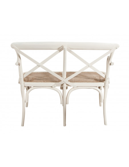 Sofá de dois lugares tipo Thonet, acabamento branco antigo L91XDP40XH88 cm