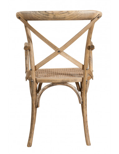 Cadeira Thonet com braços em freixo maciço com acabamento em nogueira clara antiga e assento em palha Viena L50XDP43XH89 cm Cadeira Thonet com braços em freixo maciço com acabamento em nogueira clara antiga e assento em palha Viena L50XDP43XH89 cm