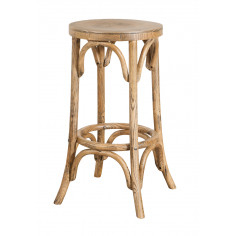 Banqueta tipo Thonet em freixo maciço com acabamento em nogueira clara antiga Diam.39XH75 cm