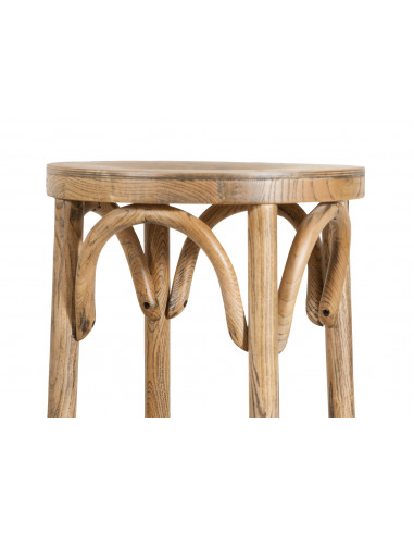 Sgabello tipo thonet in massello di frassino finitura noce chiaro anticato Diam.39XH75 cm Sgabello tipo thonet in massello di frassino finitura noce chiaro anticato Diam.39XH75 cm