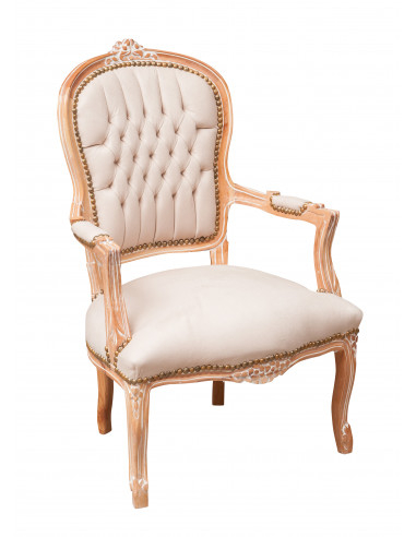 Poltrona francesa estilo Luís XVI em madeira maciça de faia L65XDP63XH100 cm