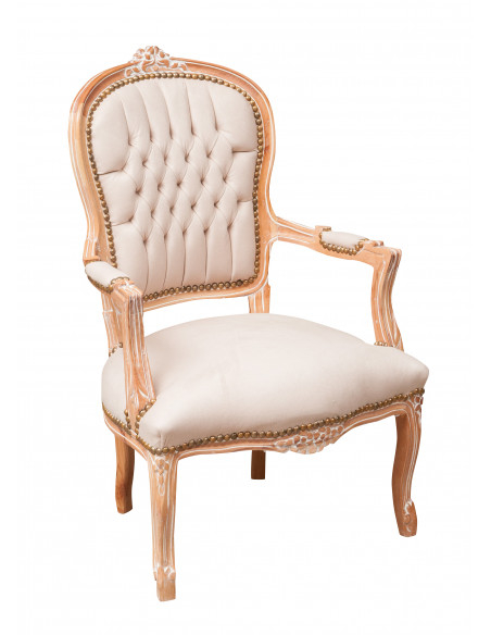 Poltrona francesa estilo Luís XVI em madeira maciça de faia L65XDP63XH100 cm