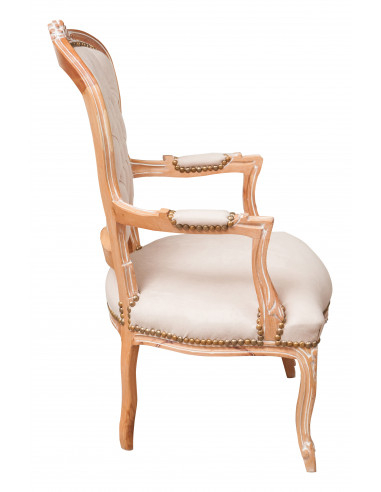 Poltrona francesa estilo Luís XVI em madeira maciça de faia L65XDP63XH100 cm Poltrona francesa estilo Luís XVI em madeira maciça de faia L65XDP63XH100 cm