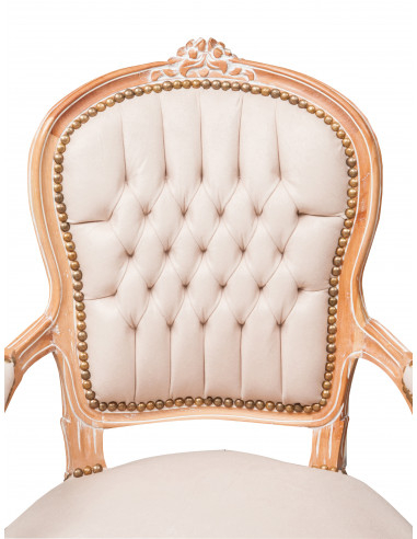 Poltrona stile francese Luigi XVI in legno massello di faggio L65XPR63XH100 cm Poltrona stile francese Luigi XVI in legno massello di faggio L65XPR63XH100 cm