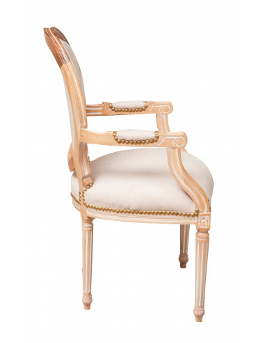 Poltrona francesa estilo Luís XVI em madeira maciça de faia Poltrona francesa estilo Luís XVI em madeira maciça de faia