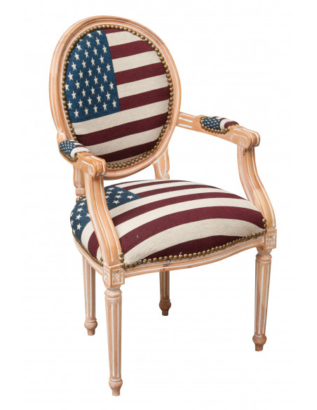 Poltrona stile francese Luigi XVI in legno massello di faggio L58XPR56XH101 cm