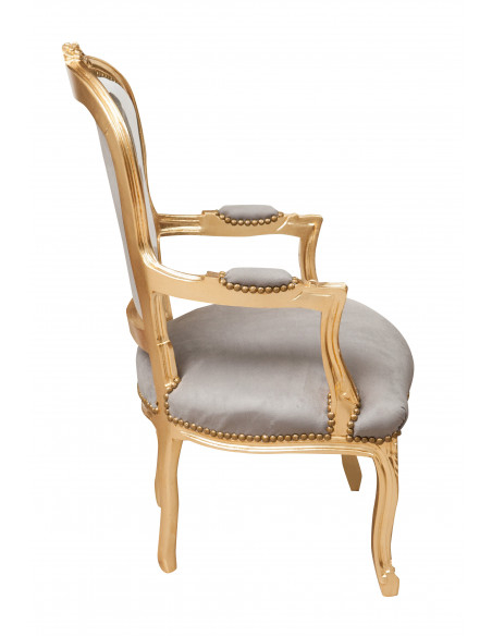 Poltrona stile francese Luigi XVI in legno massello di faggio L65XPR65XH98 cm