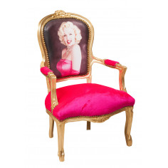 Poltrona stile francese Luigi XVI in legno massello di faggio L65XPR63XH100 cm